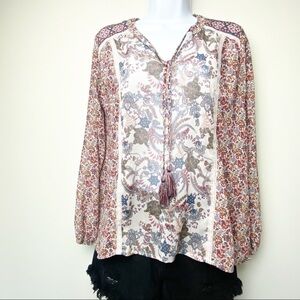KNOX ROSE Long Sleeve Tassel Top, Boho, Festival, Hippy